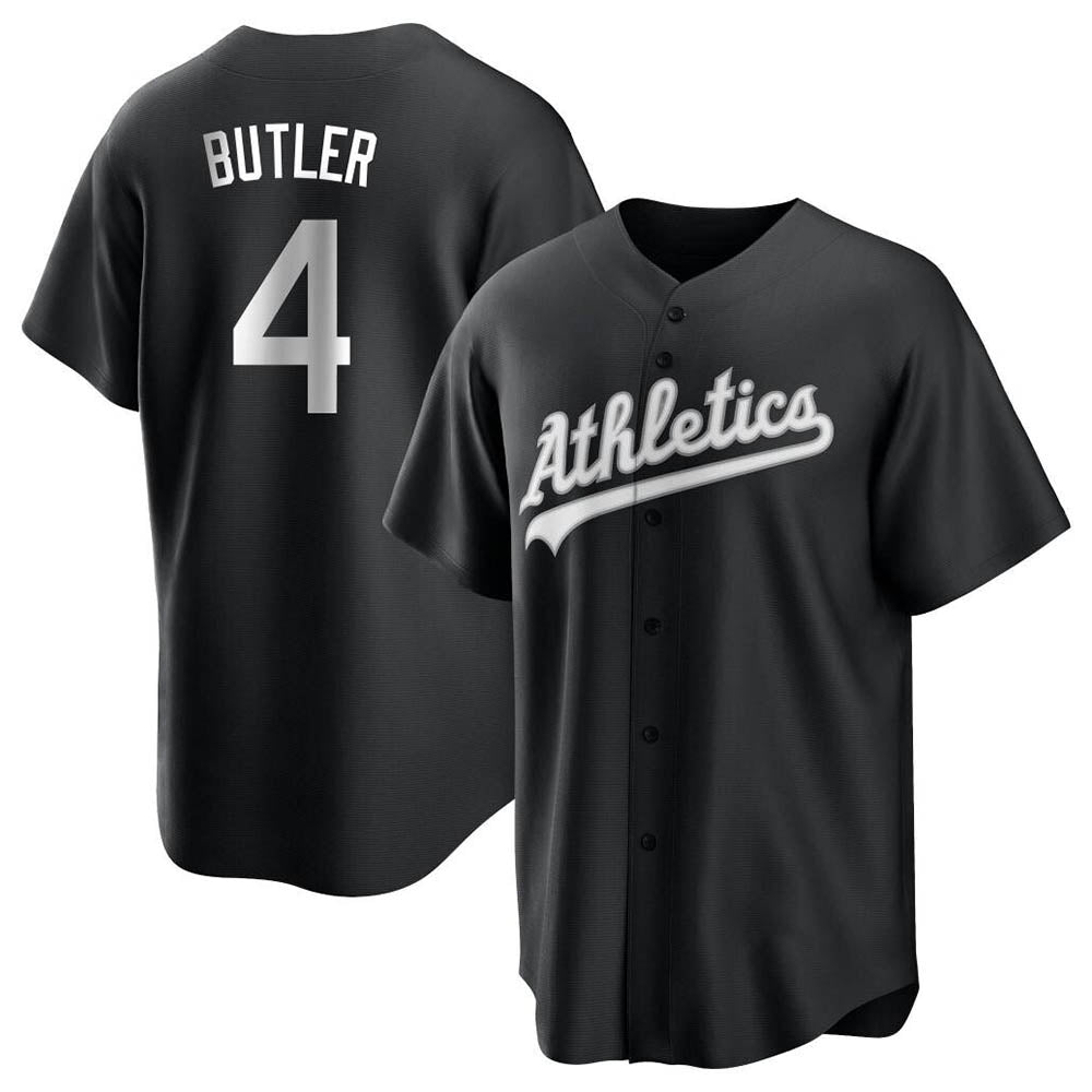 Odoa Athletics #4 Lawrence Butler player Black&White Replica Alternate Stitched Jersey