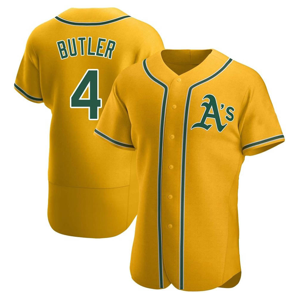 Odoa Athletics #4 Lawrence Butler player Gold Authentic Alternate Stitched Jersey