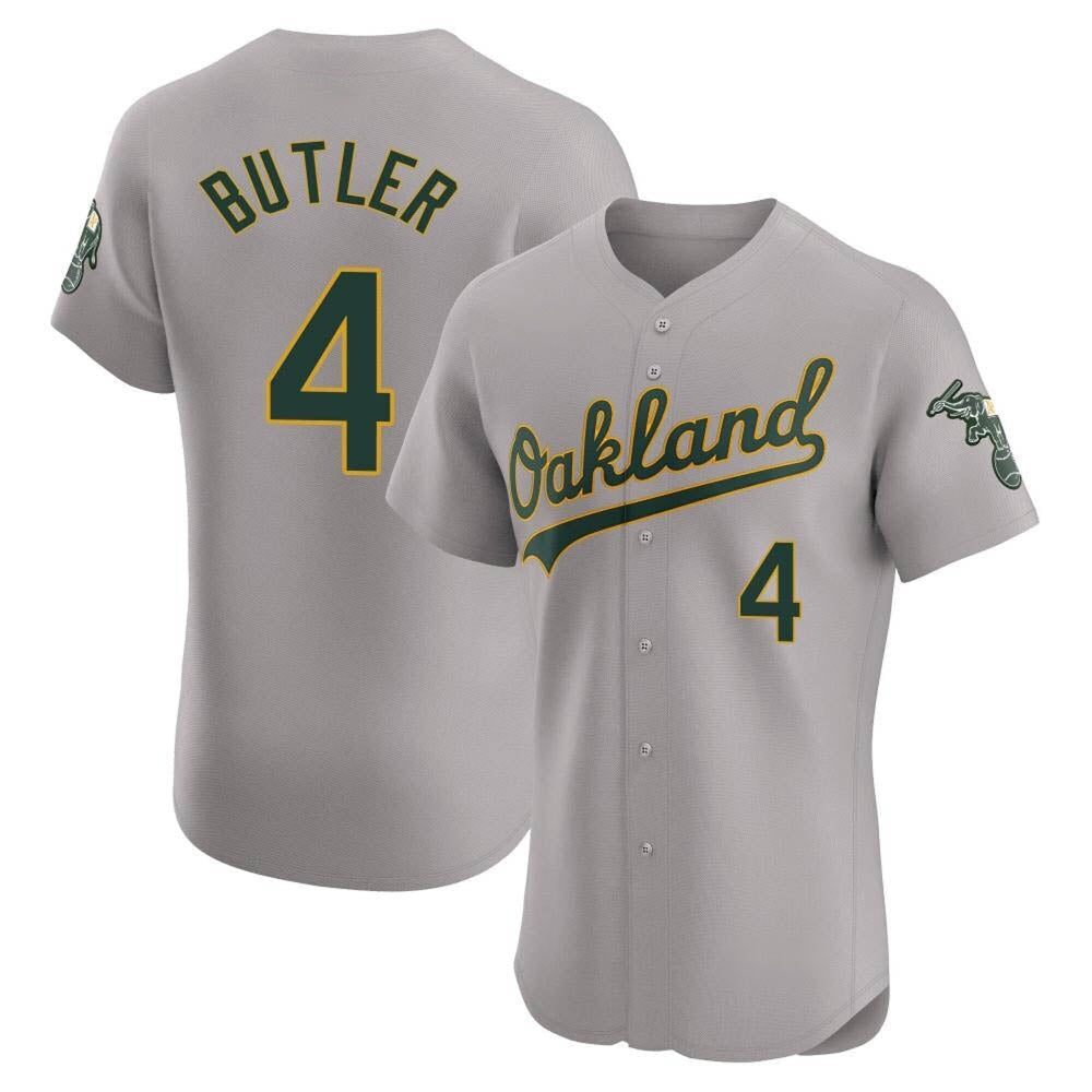 Odoa Athletics #4 Lawrence Butler player Gray Elite Road Stitched Jersey