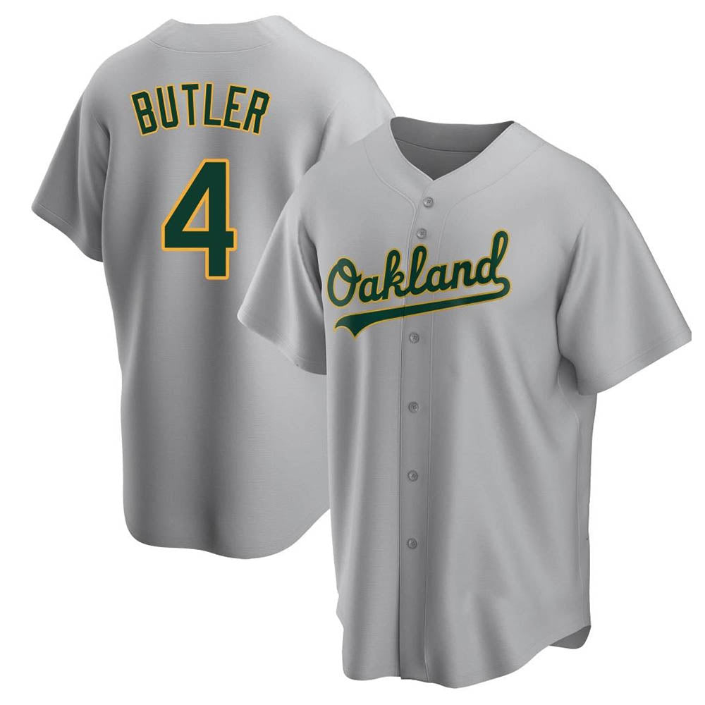 Odoa Athletics #4 Lawrence Butler player Gray Replica Road Stitched Jersey