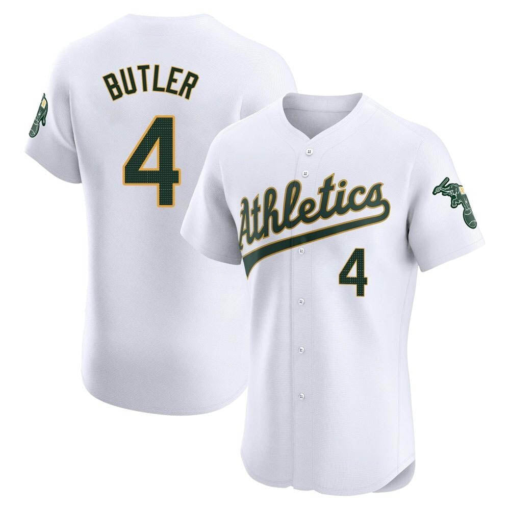 Odoa Athletics #4 Lawrence Butler player White Elite Home Stitched Jersey