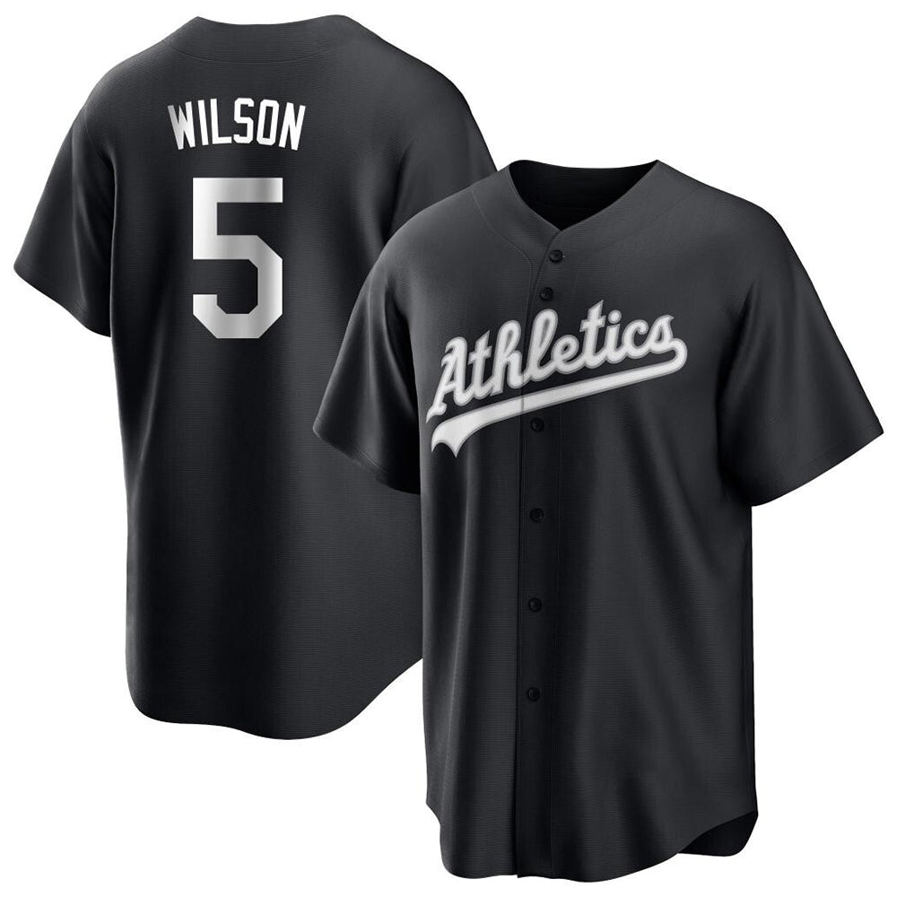 Odoa Athletics #5 Jacob Wilson Black&White Replica Alternate Stitched Jersey