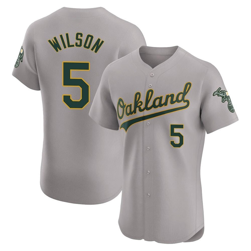 Odoa Athletics #5 Jacob Wilson Gray Elite Road Stitched Jersey