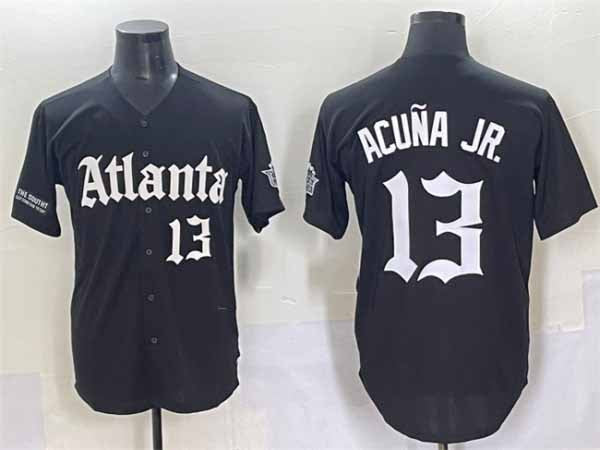 Odoa A.Braves #13 Ronald Acuna Jr. Black Gothic South x Outkast Edition Vapor Limited Stitched Personalized Jersey