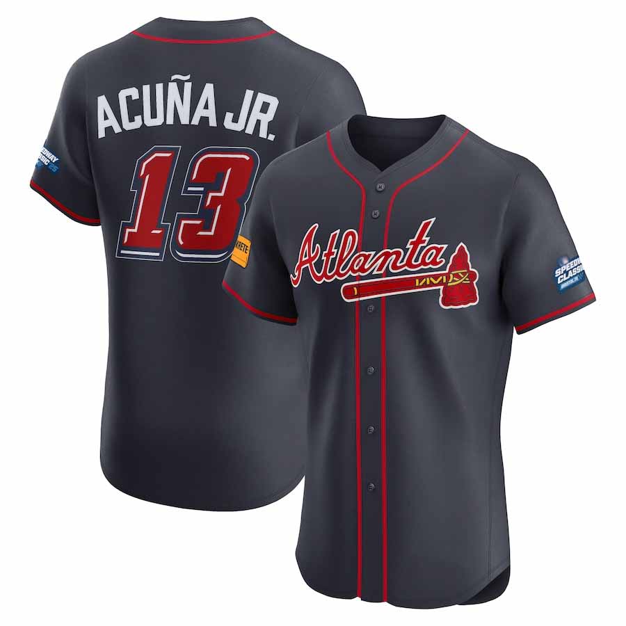 Odoa A.Braves #13 Ronald Acuna Jr. Navy 2025 Speedway Classic Alternate Elite Player Personalized Jersey