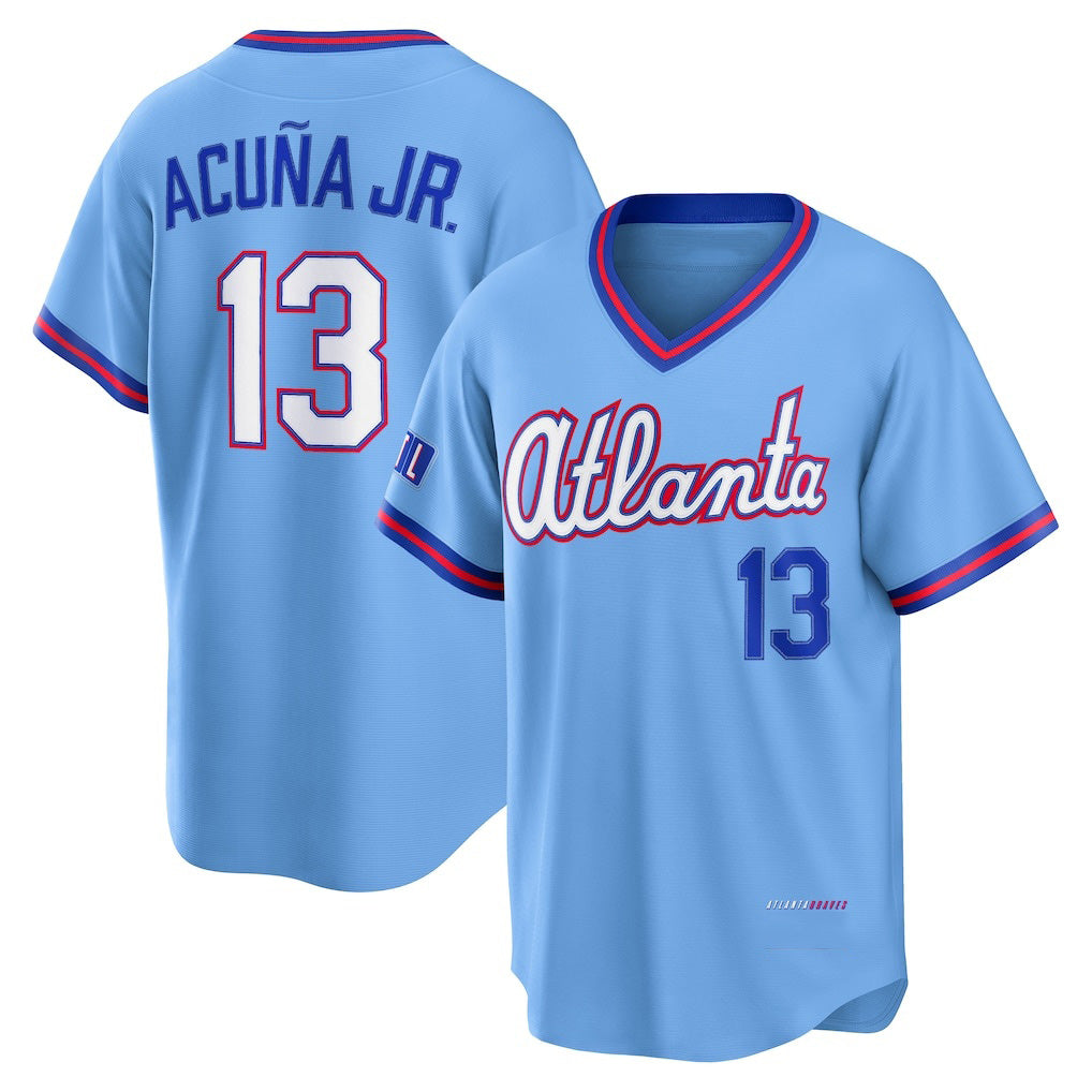 Odoa A.Braves #13 Ronald Acuna Jr. Powder Blue 2026 City Connect Stadium Stitched Personalized Jersey