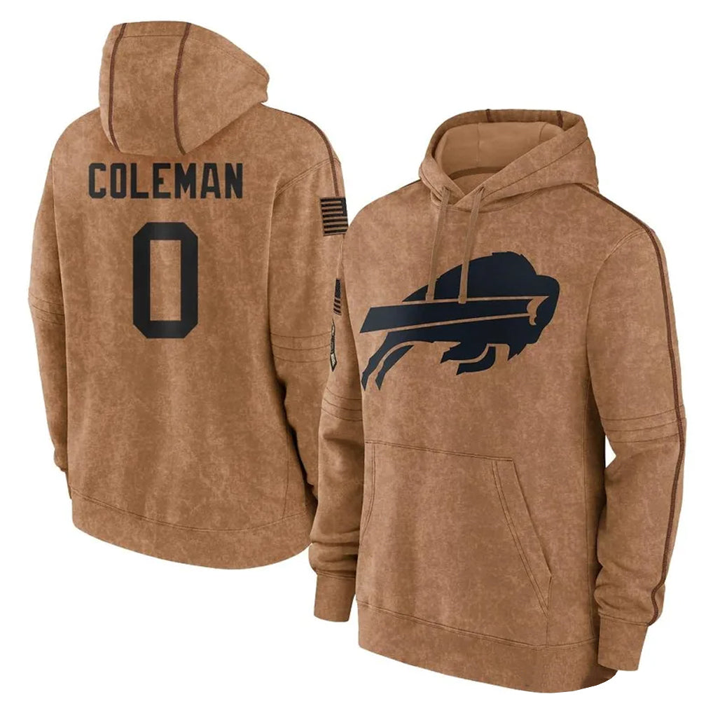Odoa B.Bills #0 Keon Coleman Player Brown Salute to Service Hoodies Stitched Jerseys