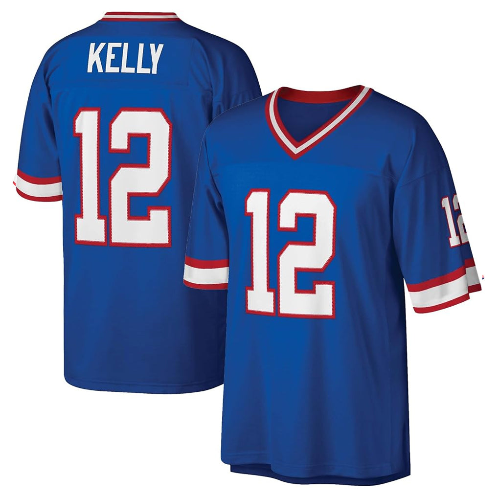 Odoa B.Bills #12 Jim Kelly Player Blue Replica Throwback Limited Stitched Jerseys
