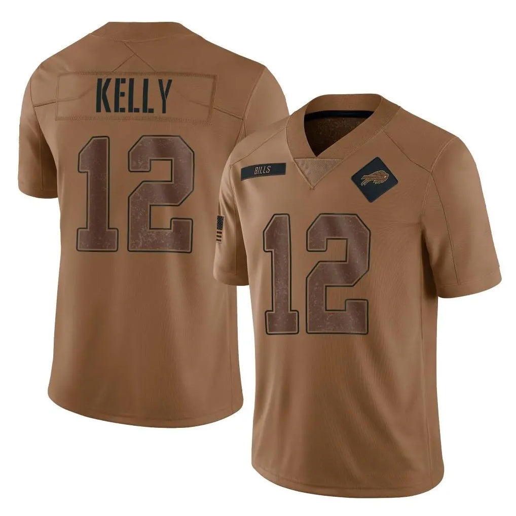 Odoa B.Bills #12 Jim Kelly Player Brown Salute To Service Limited Stitched Jerseys