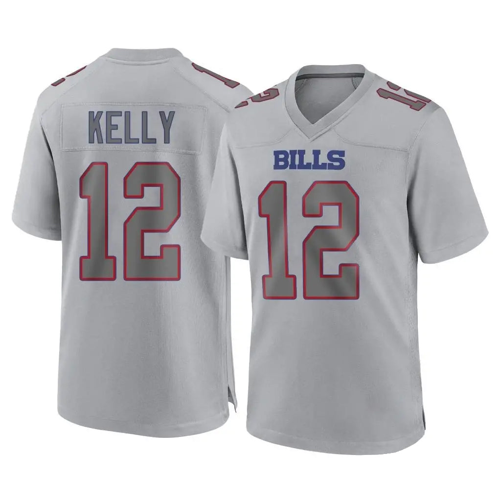 Odoa B.Bills #12 Jim Kelly Player Gray Fashion Home Game Stitched Jerseys