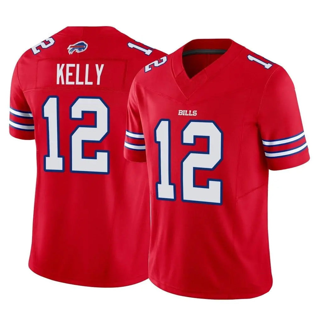 Odoa B.Bills #12 Jim Kelly Player Red Vapor F.U.S.E. Jersey Limited Home Game Stitched Jerseys