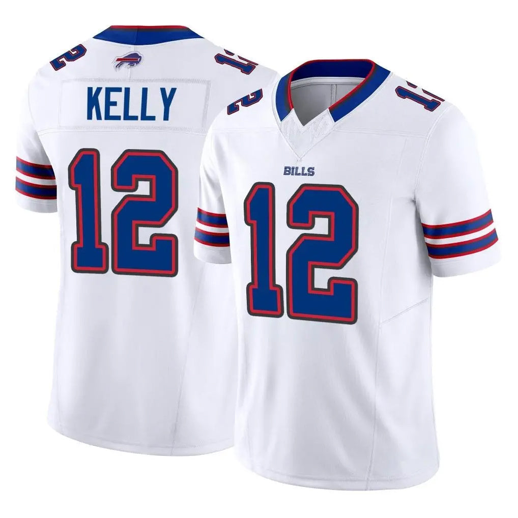 Odoa B.Bills #12 Jim Kelly Player White Vapor F.U.S.E. Limited Stitched Jerseys