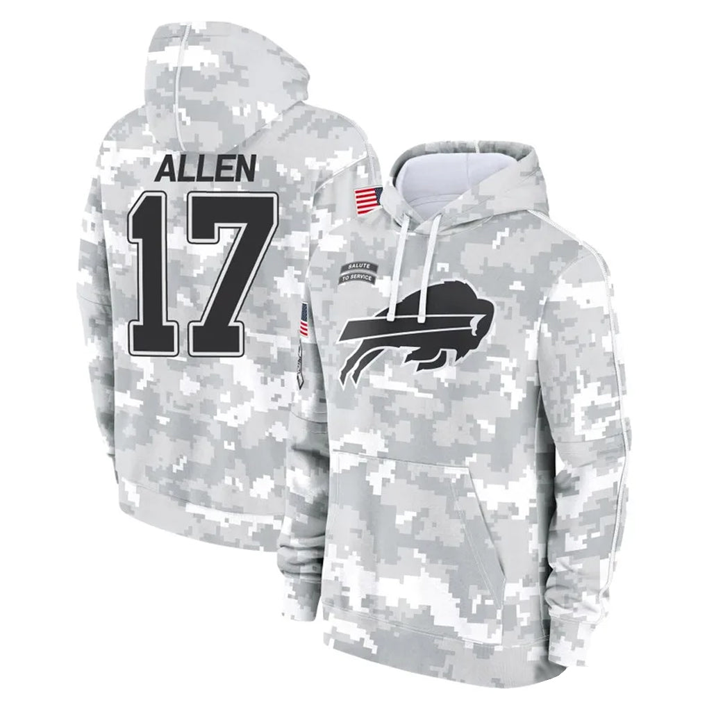 Odoa B.Bills #17 Josh Allen Player Arctic Camo Salute to Service Hoodies Limited Stitched Jerseys