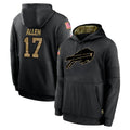 Odoa B.Bills #17 Josh Allen Player Black Salute to Service Hoodies Hame Stitched Jerseys