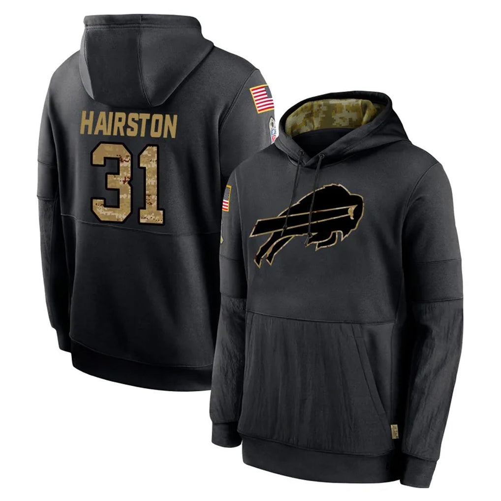 Odoa B.Bills #31 Maxwell Hairston Player Black Salute to Service Hoodies Hame Stitched Jerseys