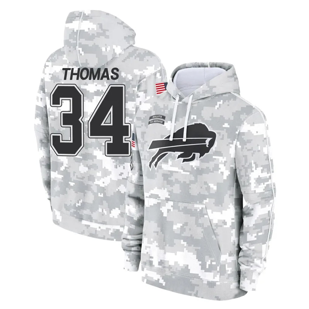 Odoa B.Bills #34 Thurman Thomas Player Arctic Camo Salute to Service Hoodies Limited Stitched Jerseys