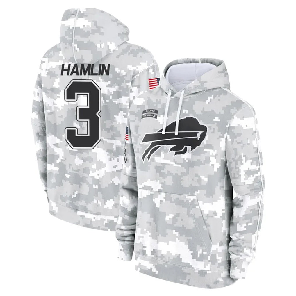 Odoa B.Bills #3 Damar Hamlin Player Arctic Camo Salute to Service Hoodies Game Stitched Jerseys