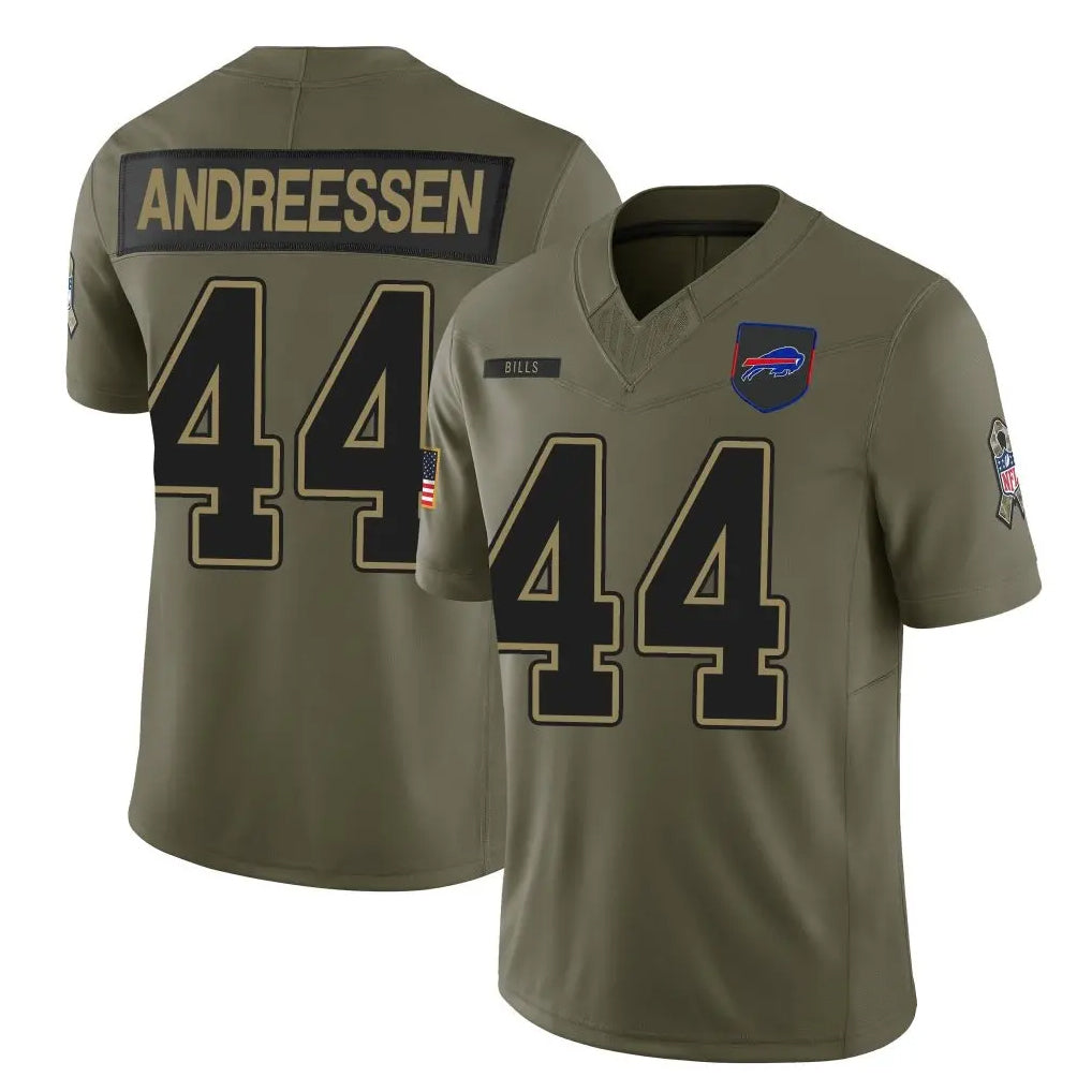 Odoa B.Bills #44 Joe Andreessen Player Olive Salute to Service Vapor F.U.S.E. Limited Stitched Jerseys