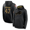 Odoa B.Bills #47 Christian Benford Player Black Salute to Service Hoodies Hame Stitched Jerseys