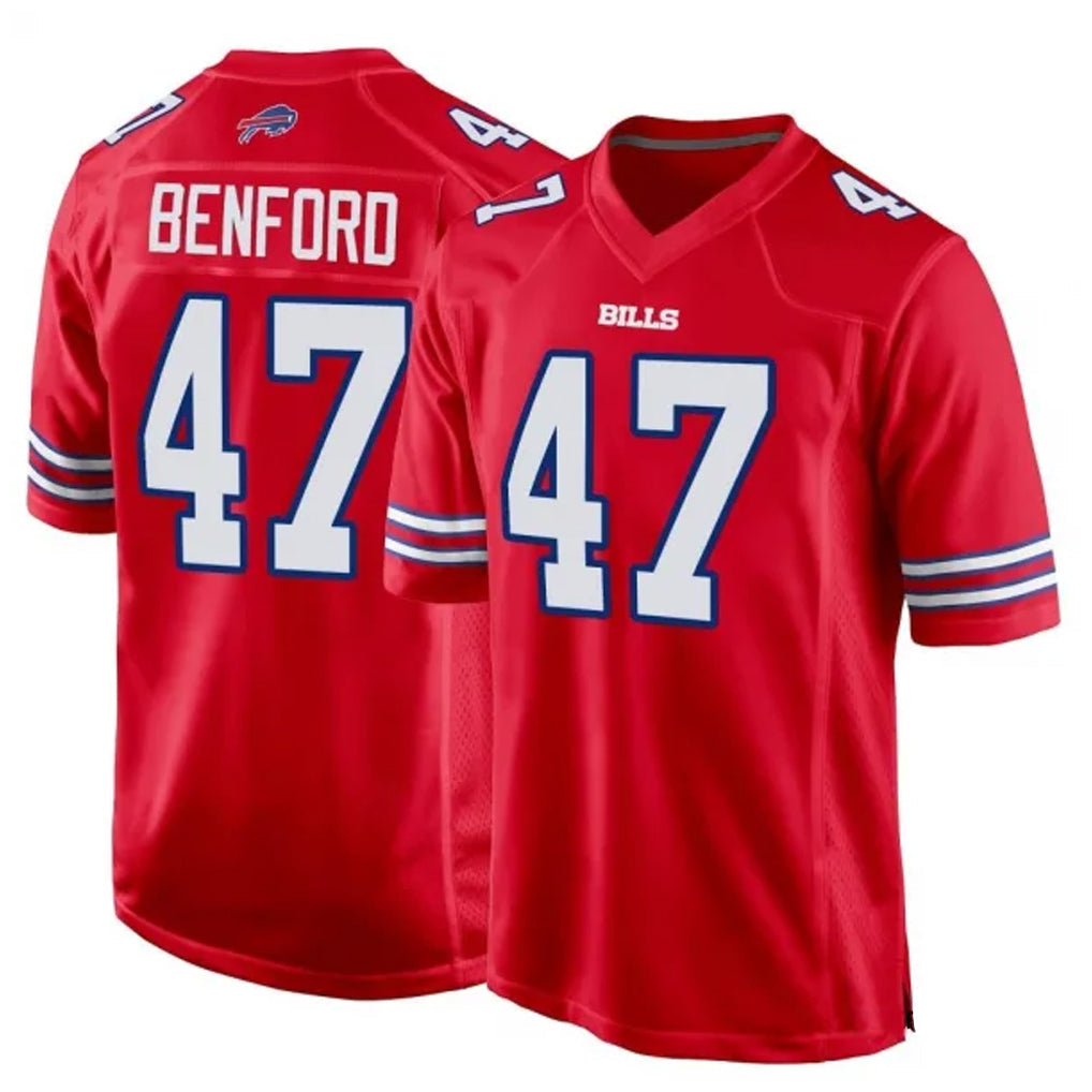 Odoa B.Bills #47 Christian Benford Player Red Home Game Stitched Jerseys