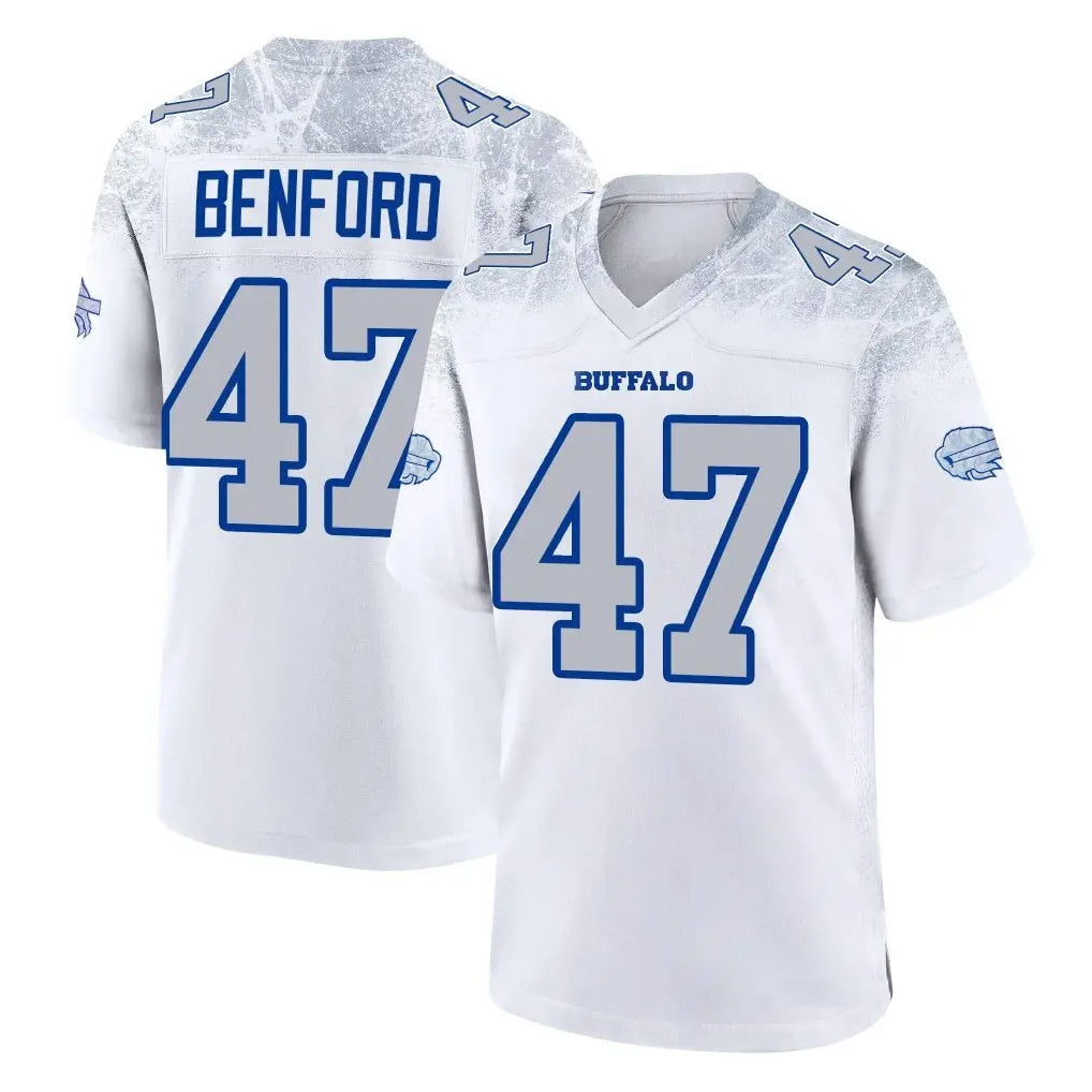Odoa B.Bills #47 Christian Benford Player White Rivalries Collection Limited Stitched Jerseys