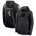 Odoa B.Bills #4 James Cook III Player Salute to Service Black Hoodies  Stitched Jerseys