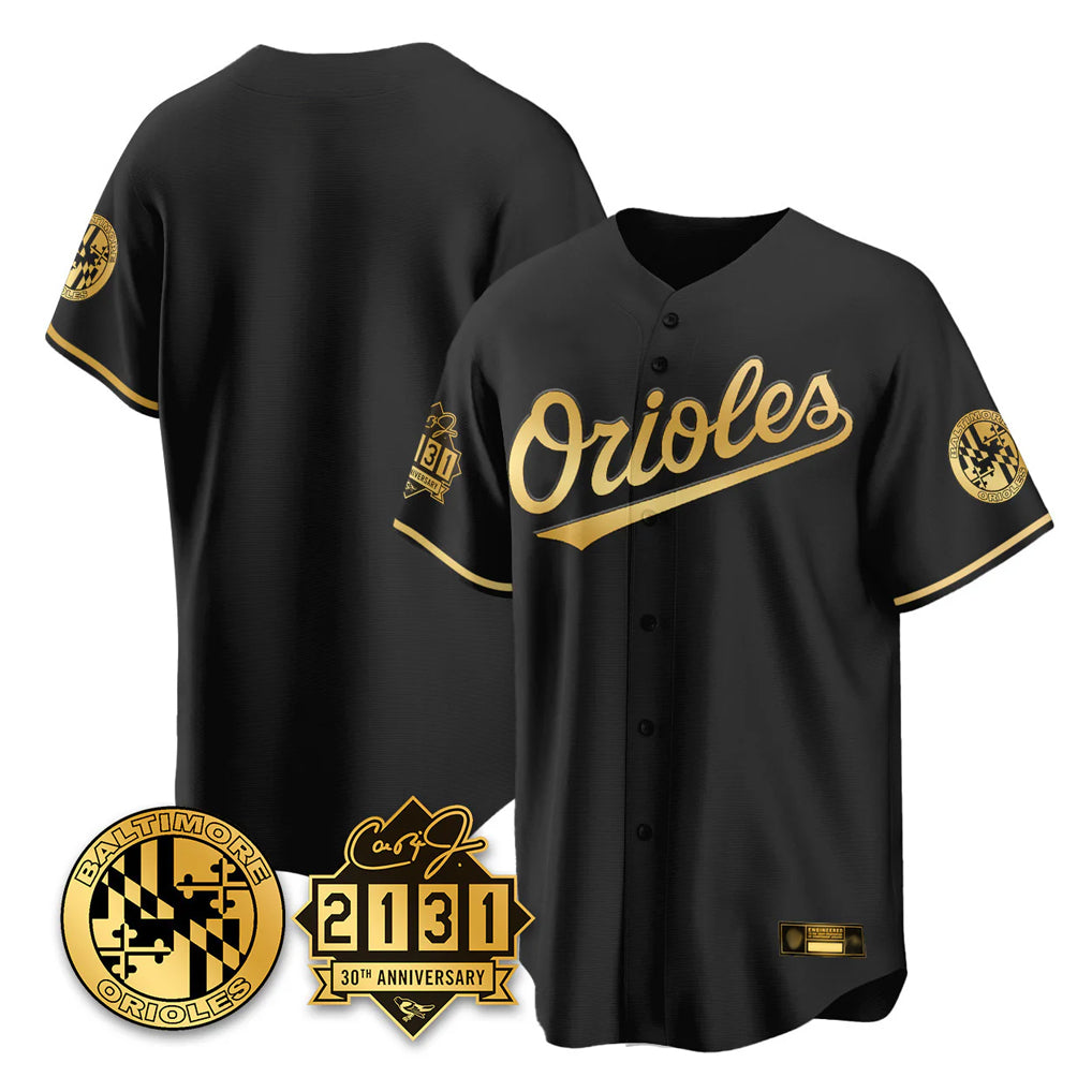 Odoa B.Orioles Black Gold 30th Anniversary of 2131 Home Game Blank Player Stitched Jerseys