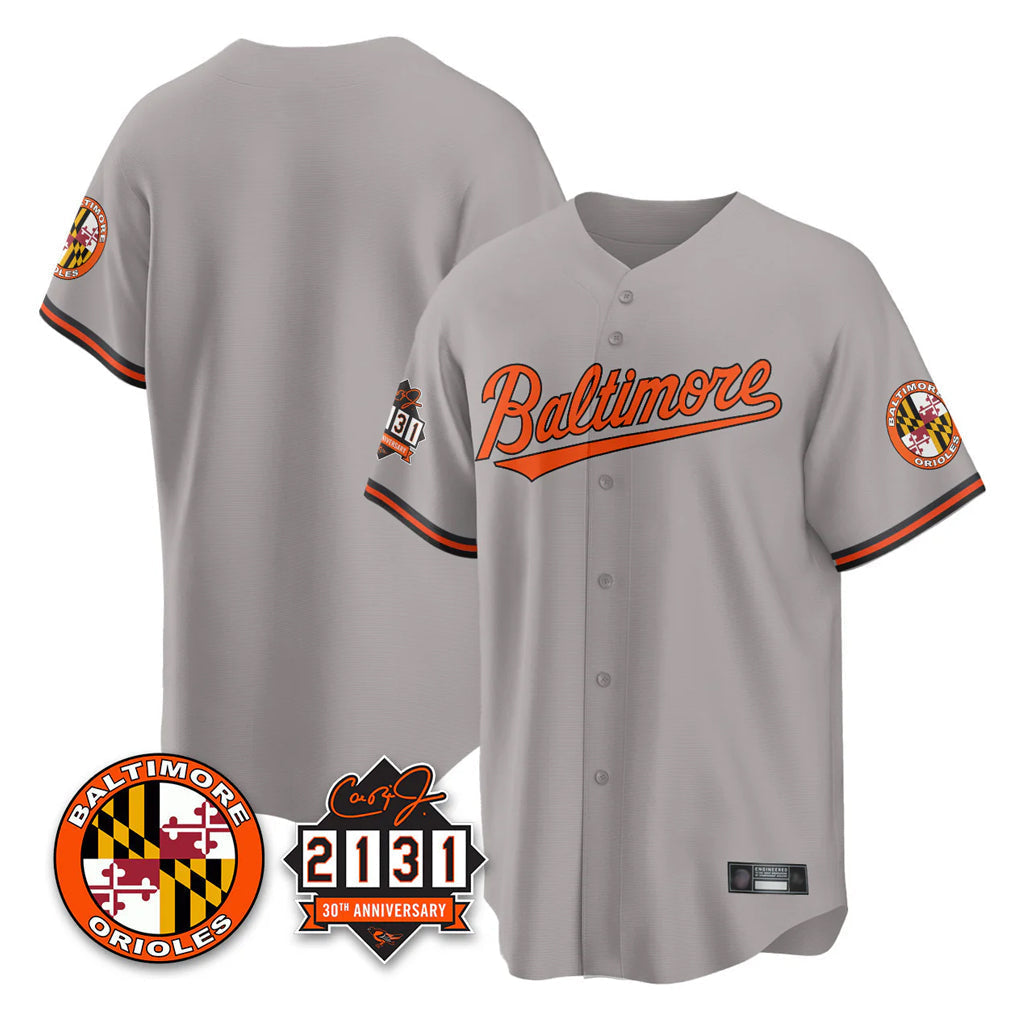 Odoa B.Orioles Gray 30th Anniversary of 2131 Home Game Blank Player Stitched Jerseys