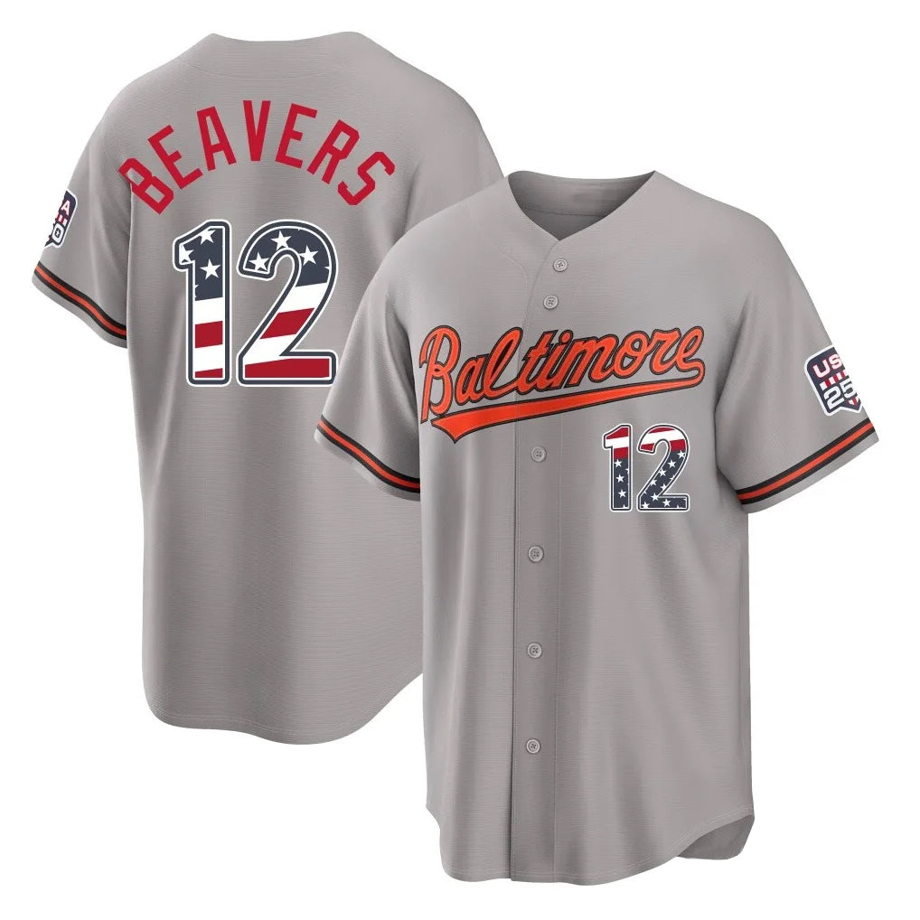 Odoa B.Orioles #12 Dylan Beavers Player Gray USA 250 Fourth of July Home Game Stitched Jerseys