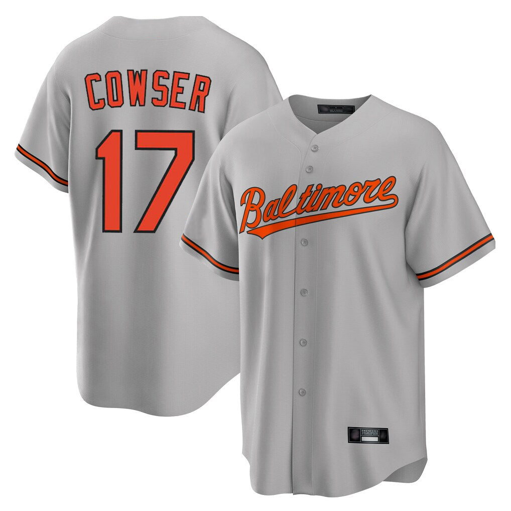 Odoa B.Orioles #17 Colton Cowser Player Gray Home Game Stitched Jerseys