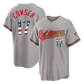Odoa B.Orioles #17 Colton Cowser Player Gray USA 250 Fourth of July Home Game Stitched Jerseys