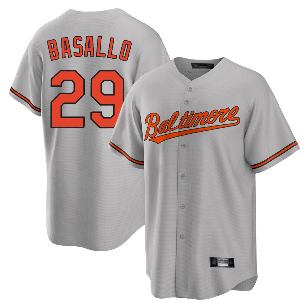 Odoa B.Orioles #29 Samuel Basallo Player Gray Home Game Stitched Jerseys