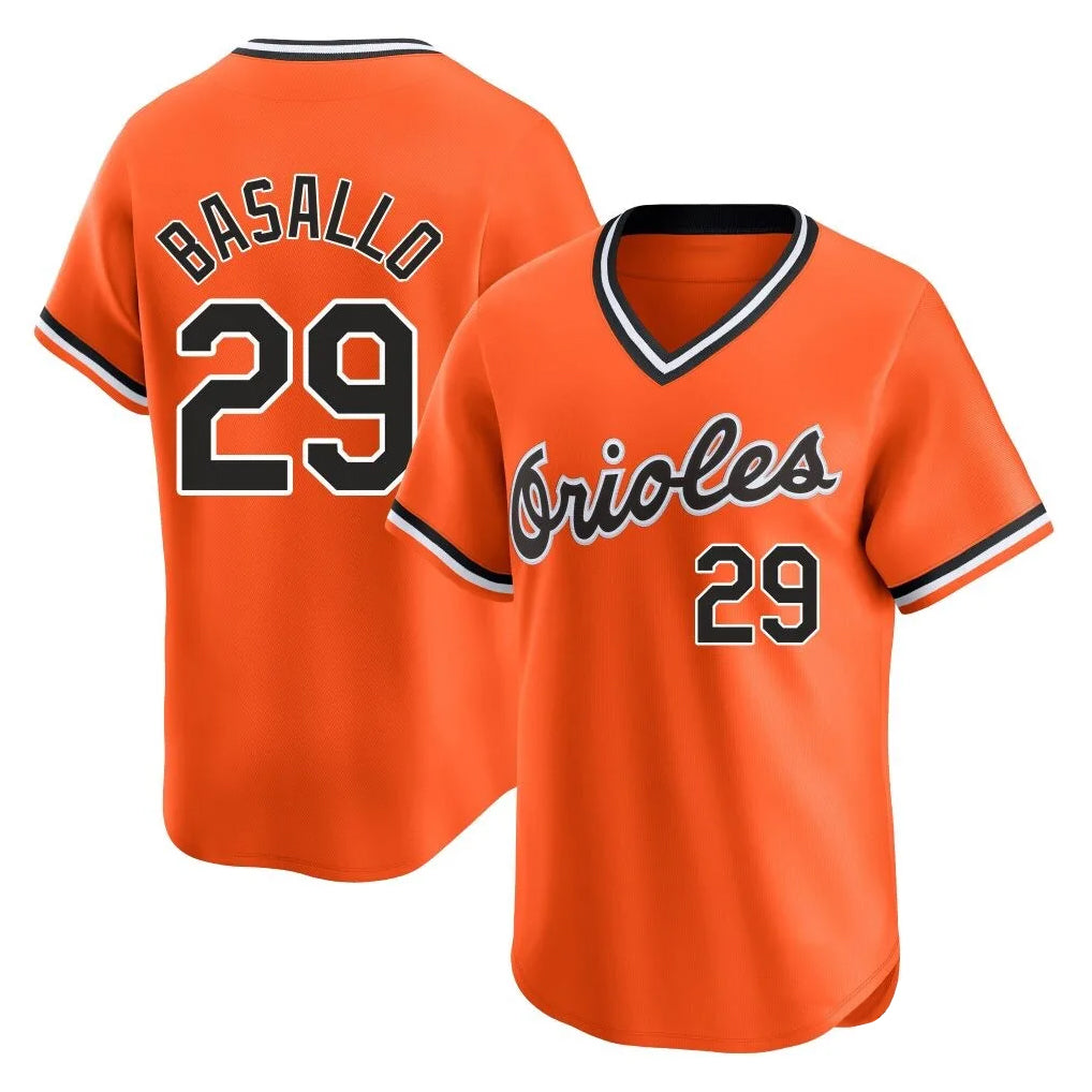 Odoa B.Orioles #29 Samuel Basallo Player Orange T-shirt Limited Home Game Stitched Jerseys