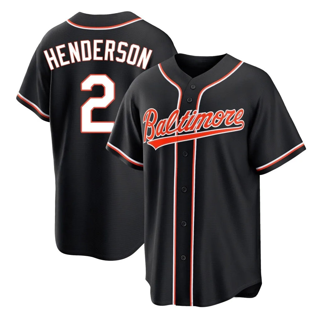 Odoa B.Orioles #2 Gunnar Henderson Player Black Out Home Game Stitched Jerseys