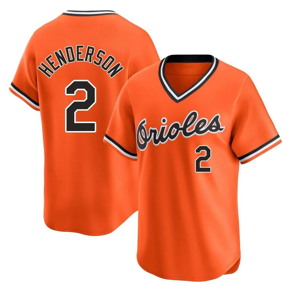 Odoa B.Orioles #2 Gunnar Henderson Player Orange T-shirt Limited Home Game Stitched Jerseys