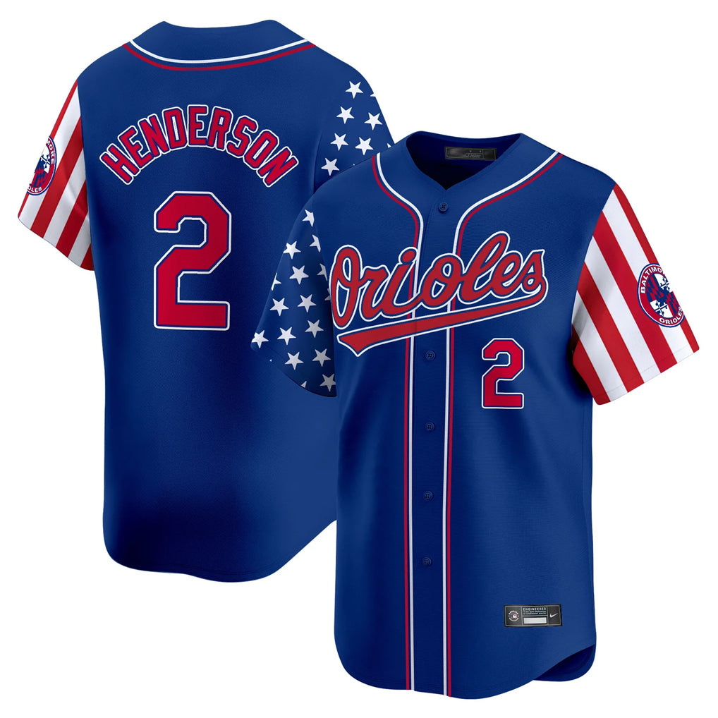 Odoa B.Orioles #2 Gunnar Henderson Player Royal Independence Day Vapor Premier Limited Home Game Stitched Jerseys