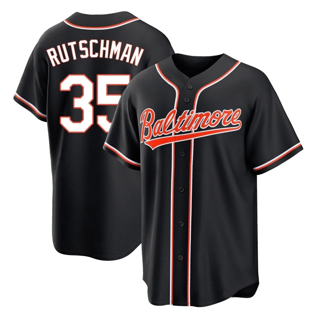 Odoa B.Orioles #35 Adley Rutschman Player Black Out Home Game Stitched Jerseys