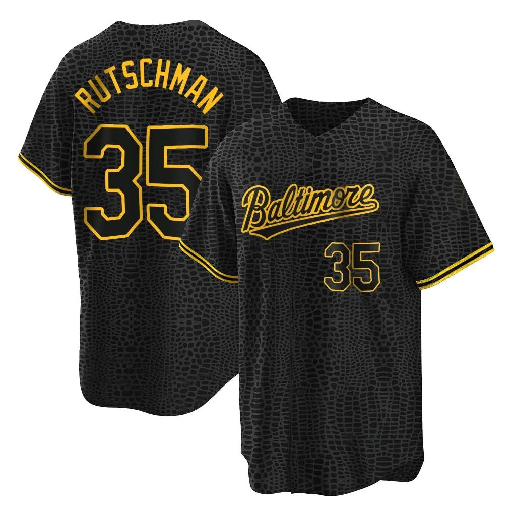 Odoa B.Orioles #35 Adley Rutschman Player Black Snake Skin City Home Game Stitched Jerseys