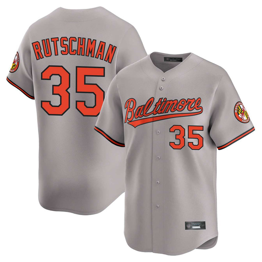 Odoa B.Orioles #35 Adley Rutschman Gray Limited Home Game Stitched Jerseys