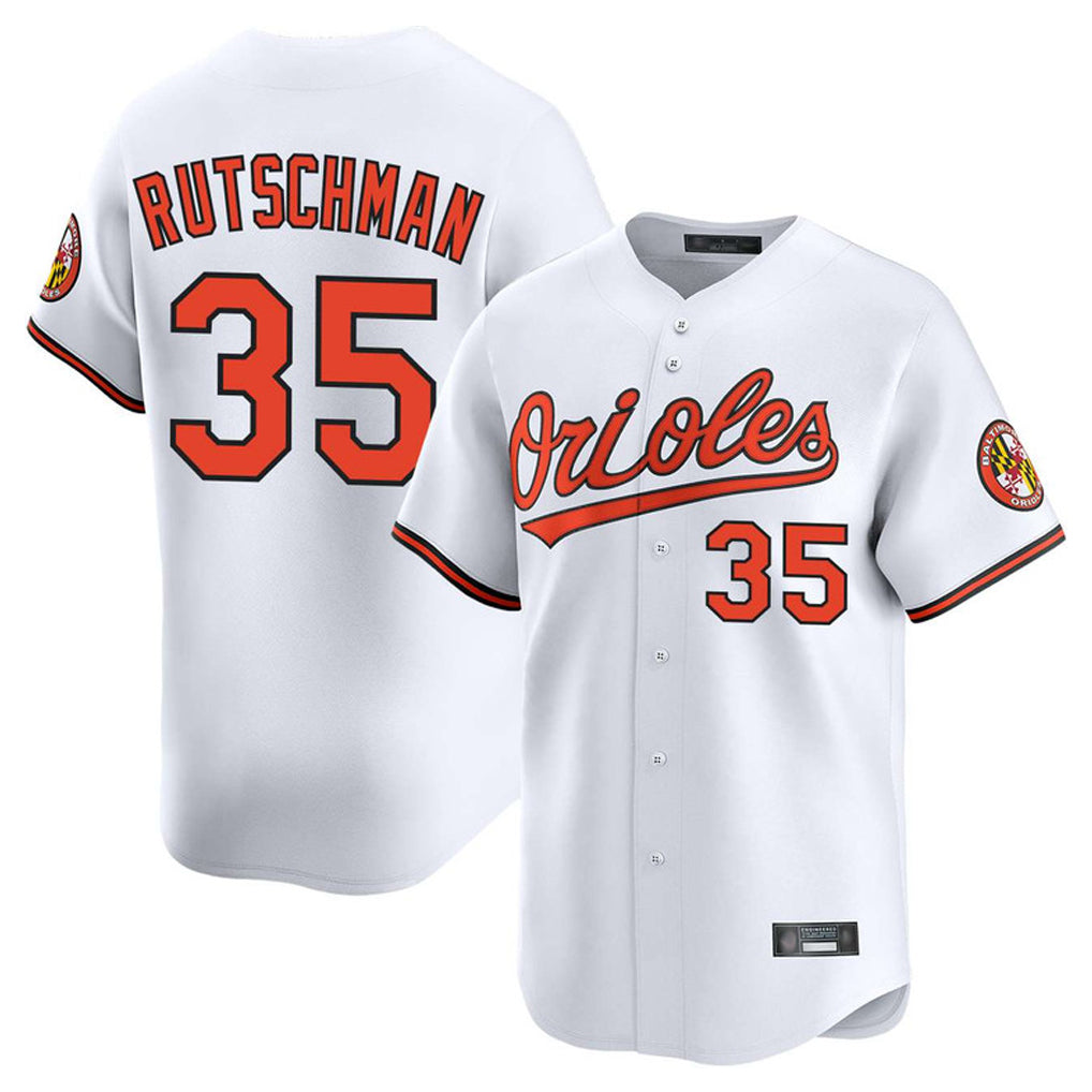 Odoa B.Orioles #35 Adley Rutschman Player White Limited Home Game Stitched Jerseys
