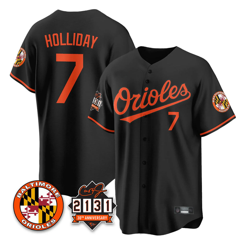 Odoa B.Orioles #7 Jackson Holliday Player Black 30th Anniversary of 2131 Home Game Stitched Jerseys