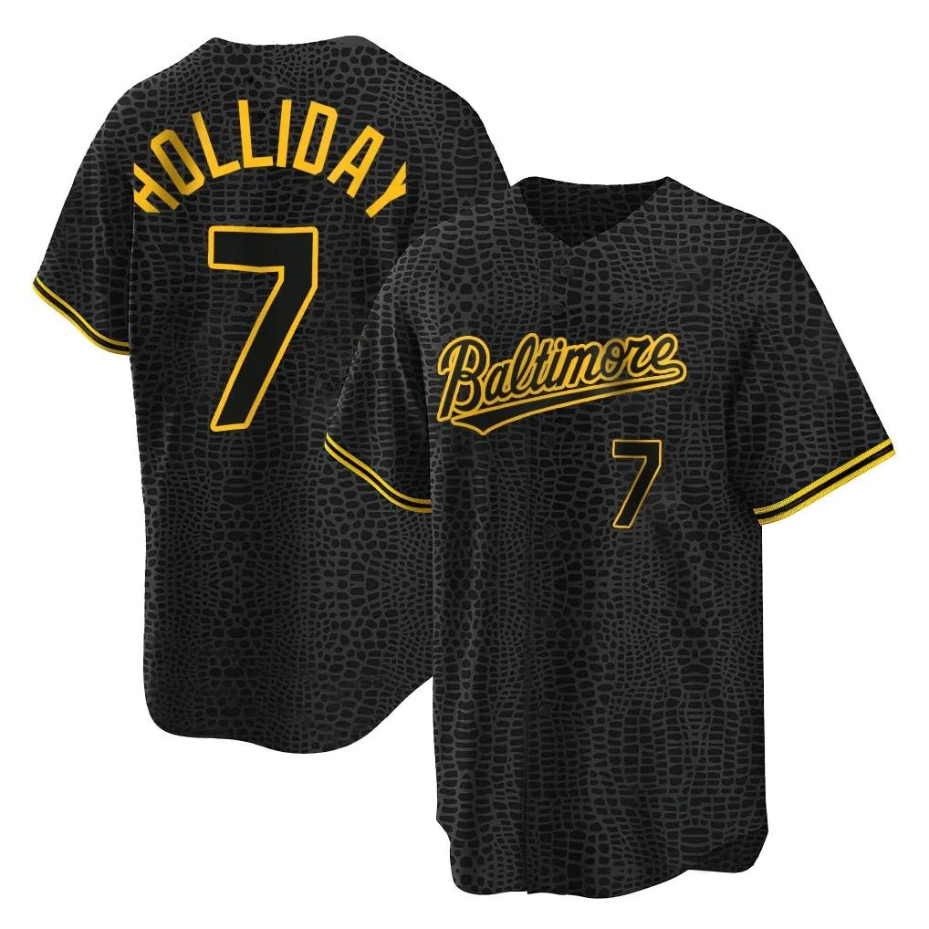 Odoa B.Orioles #7 Jackson Holliday Player Black Snake Skin City Home Game Stitched Jerseys