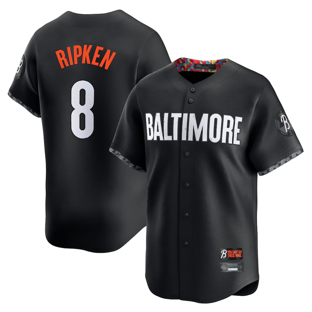 Odoa B.Orioles #8 Cal Ripken Player Black City Connect Limited Home Game Stitched Jerseys