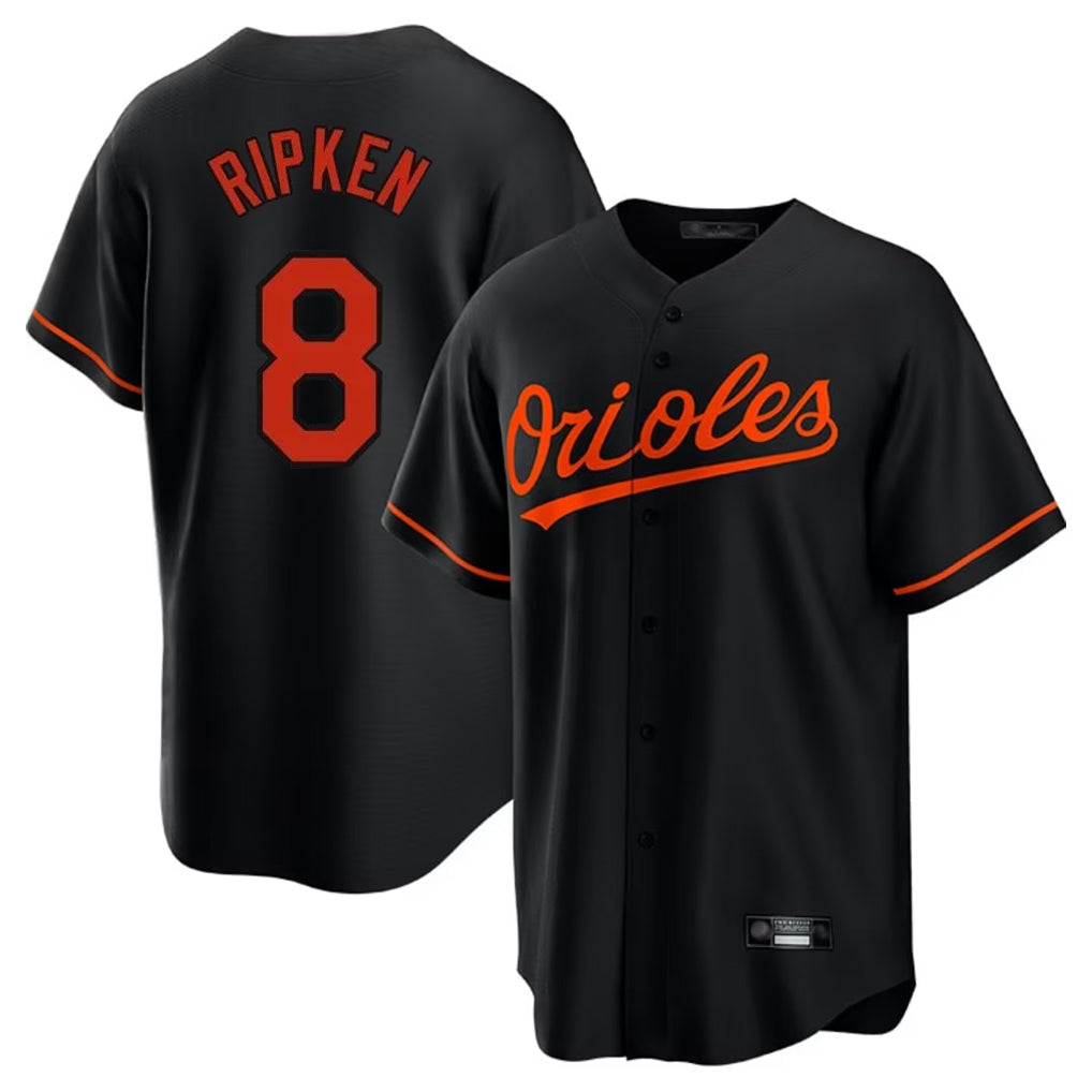 Odoa B.Orioles #8 Cal Ripken Player Black Home Game Stitched Jerseys