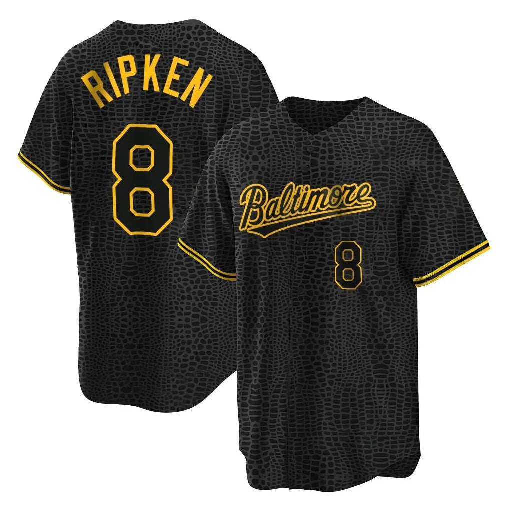 Odoa B.Orioles #8 Cal Ripken Player Black Snake Skin City Home Game Stitched Jerseys