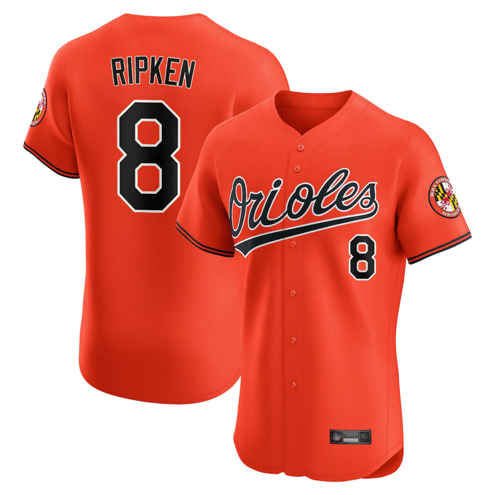 Odoa B.Orioles #8 Cal Ripken Player Orange Limited Elite Home Game Stitched Jerseys