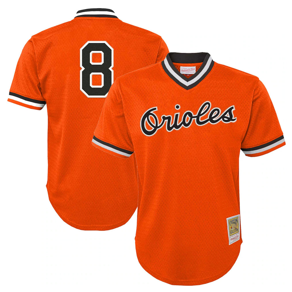 Odoa B.Orioles #8 Cal Ripken Player Orange Mitchell & Ness Cooperstown Collection Mesh T-shirt Game Stitched Jerseys