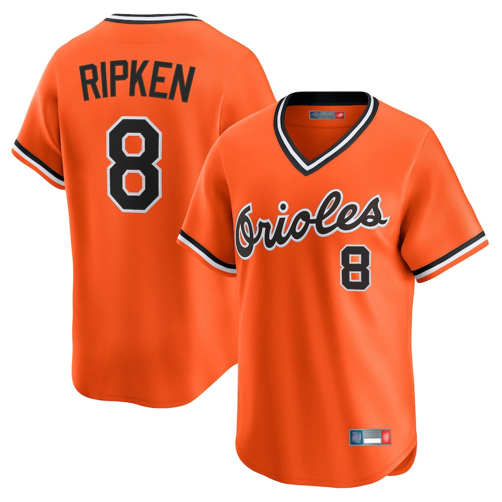 Odoa B.Orioles #8 Cal Ripken Player Orange T-shirt Limited Home Game Stitched Jerseys