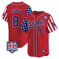 Odoa B.Orioles #8 Cal Ripken Player Red USA 250 Independence Day Vapor Premier Limited Home Game Stitched Jerseys
