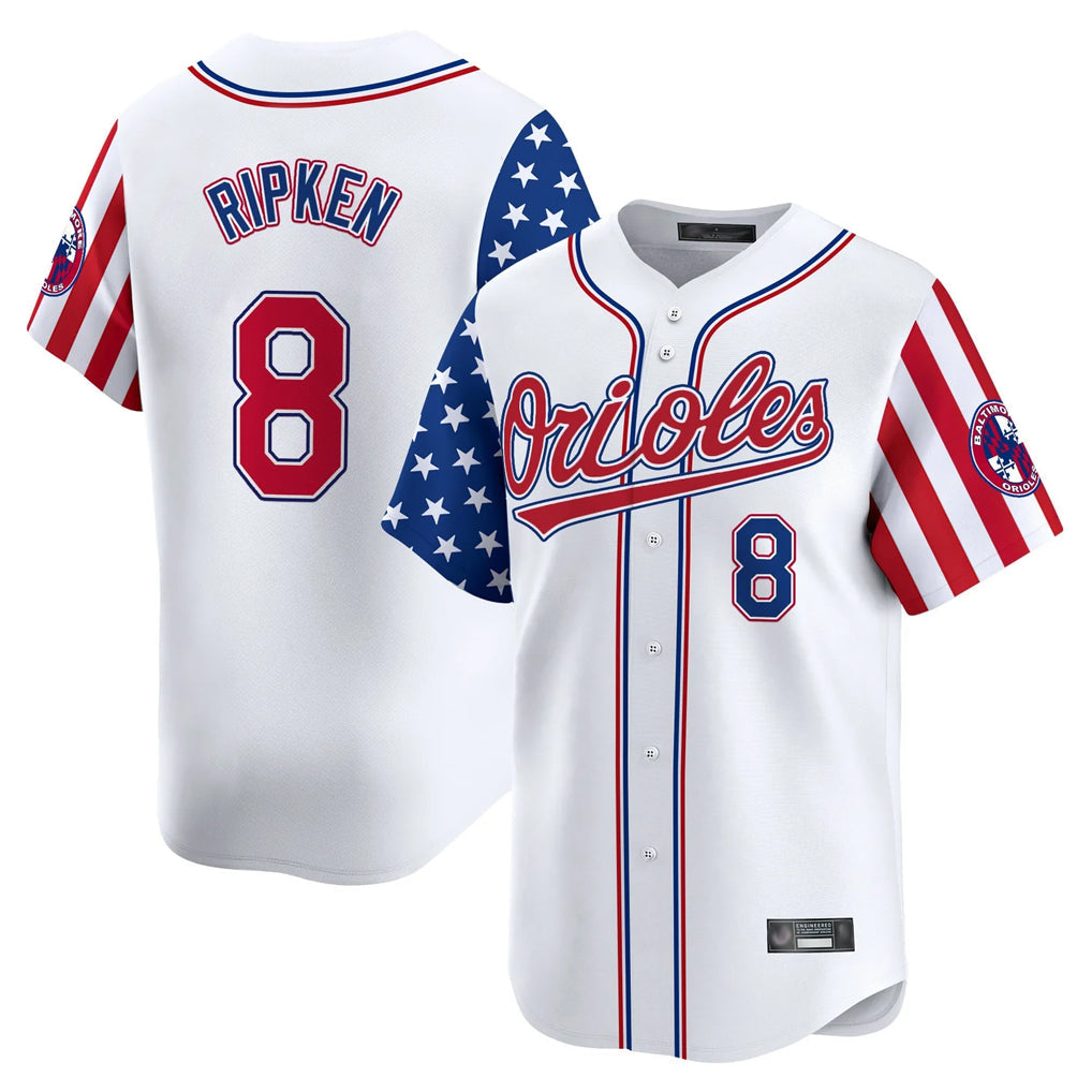 Odoa B.Orioles #8 Cal Ripken Player White Independence Day Vapor Premier Home Game Stitched Jerseys